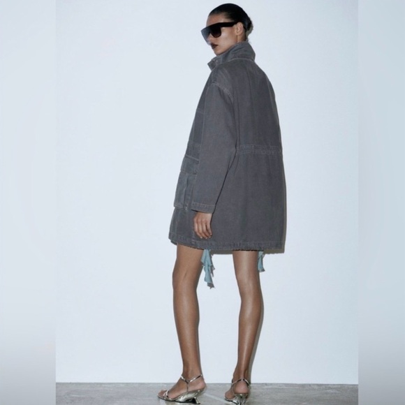 NWOT Oversized denim parka high neck. Size XS - Picture 3 of 12